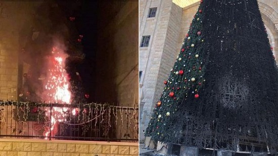 إحراق شجرة عيد الميلاد مجددا بفلسطين